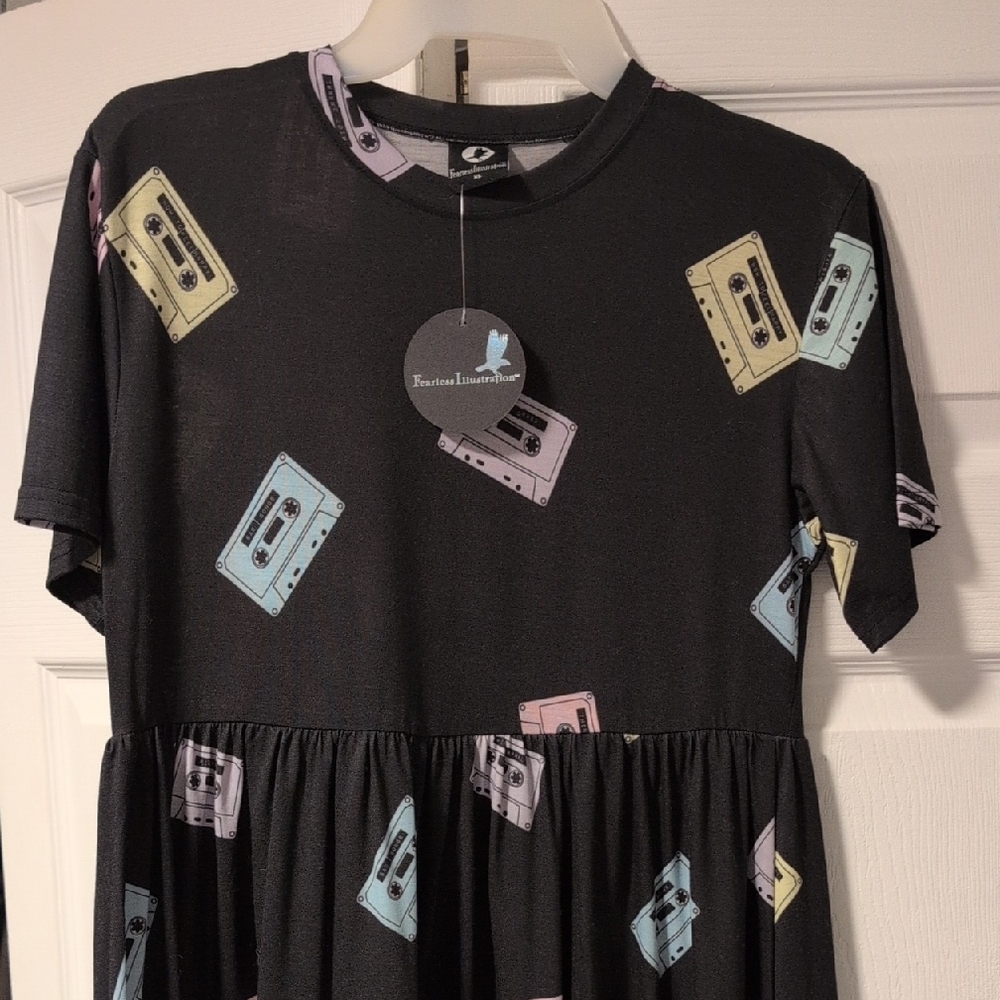 Retro Cassette Print Mini Dress